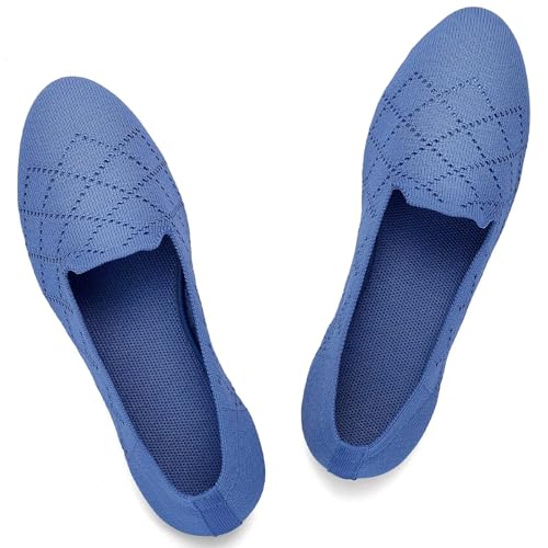 Puxowe Damen Ballerina Flache Schuhe Runde Zehe Strick Kleid Schuhe Niedriger Keil Slip On Ballerina Walking Flats Schuhe für Frauen Bequem Weich 39.5 EU Sky Blue Puxowe Damen Ballerina Flache Schuhe Runde Zehe Strick Kleid Schuhe Niedriger Keil Slip On Ballerina Walking Flats Schuhe für Frauen Bequem Weich 39.5 EU Sky Blue von Puxowe