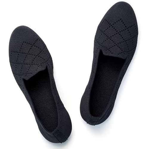 Puxowe Damen Ballerina Flache Schuhe Runde Zehe Strick Kleid Schuhe Niedriger Keil Slip On Ballerina Walking Flats für Frauen Bequem 41 EU Black Puxowe Damen Ballerina Flache Schuhe Runde Zehe Strick Kleid Schuhe Niedriger Keil Slip On Ballerina Walking Flats für Frauen Bequem 41 EU Black von Puxowe