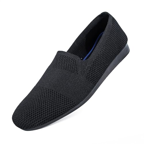 Puxowe Damen Ballerina Slip On Strick Kleid Flache Schuhe Pumps Bequem Ballerinas für Damen Runde Zehe 37.5 EU Black von Puxowe