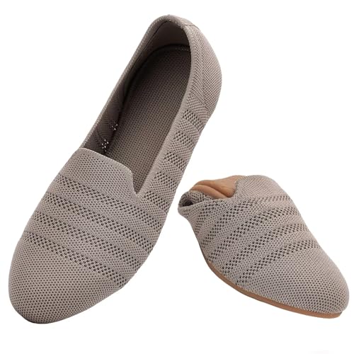 Puxowe Damen Ballerina Slip On Stricken Kleid Flache Schuhe Runde Zehe Ballerina Walking Pumps Schuhe für Frauen Bequem Elegant 43 EU Khaki Puxowe Damen Ballerina Slip On Stricken Kleid Flache Schuhe Runde Zehe Ballerina Walking Pumps Schuhe für Frauen Bequem Elegant 43 EU Khaki von Puxowe