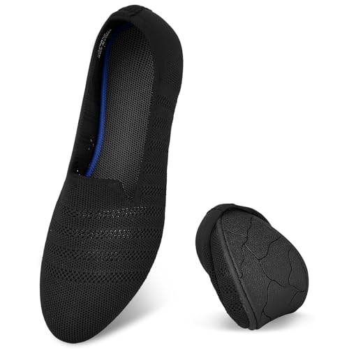 Puxowe Damen Ballerina Slip On Stricken Kleid Flache Schuhe Runde Zehe Ballerina Walking Pumps Schuhe für Frauen Bequem Elegant 37.5 EU Black von Puxowe