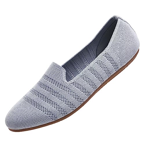 Puxowe Damen Ballerina Slip On Stricken Kleid Flache Schuhe Runde Zehe Ballerina Walking Pumps Schuhe für Frauen Bequem Elegant 38 EU Light Gray Puxowe Damen Ballerina Slip On Stricken Kleid Flache Schuhe Runde Zehe Ballerina Walking Pumps Schuhe für Frauen Bequem Elegant 38 EU Light Gray von Puxowe