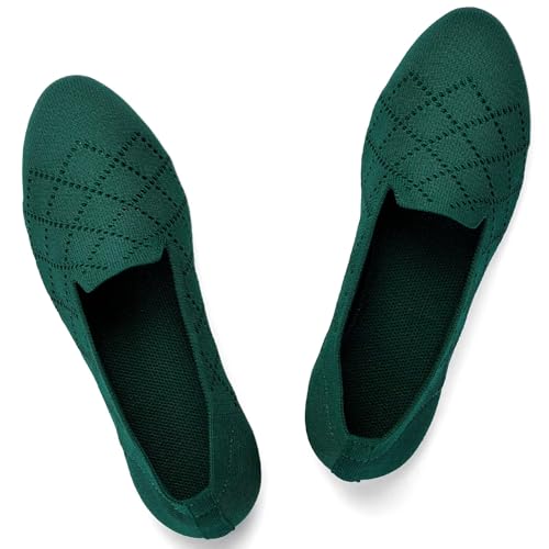 Puxowe Damen Ballerina Flache Schuhe Runde Zehe Strick Kleid Schuhe Niedriger Keil Slip On Ballerina Walking Flats für Frauen Bequem 41 EU Green Puxowe Damen Ballerina Flache Schuhe Runde Zehe Strick Kleid Schuhe Niedriger Keil Slip On Ballerina Walking Flats für Frauen Bequem 41 EU Green von Puxowe