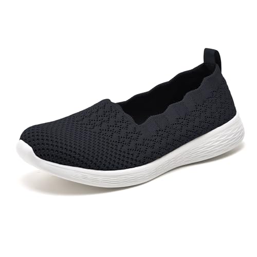 Puxowe Damen Slip On Sneaker Leichte Atmungsaktiv Sportschuhe Turnschuhe Bequem Freizeitschuhe Walking Schuhe Outdoor Fitness 35.5 EU Black von Puxowe