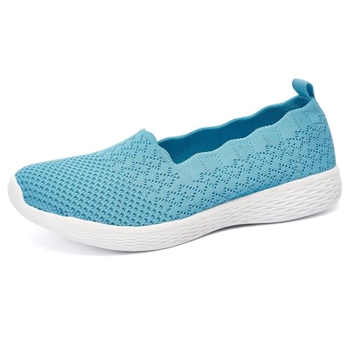 Puxowe Damen Slip On Sneaker Leichte Atmungsaktiv Sportschuhe Turnschuhe Bequem Freizeitschuhe Walking Schuhe Outdoor Fitness 35.5 EU Light Blue von Puxowe