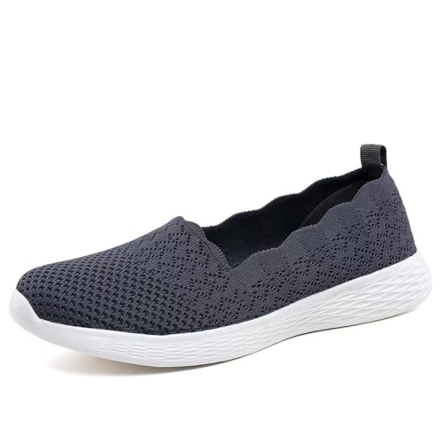 Puxowe Damen Slip On Sneaker Leichte Atmungsaktiv Sportschuhe Turnschuhe Bequem Freizeitschuhe Walking Schuhe Outdoor Fitness 37 EU Deep Gray von Puxowe