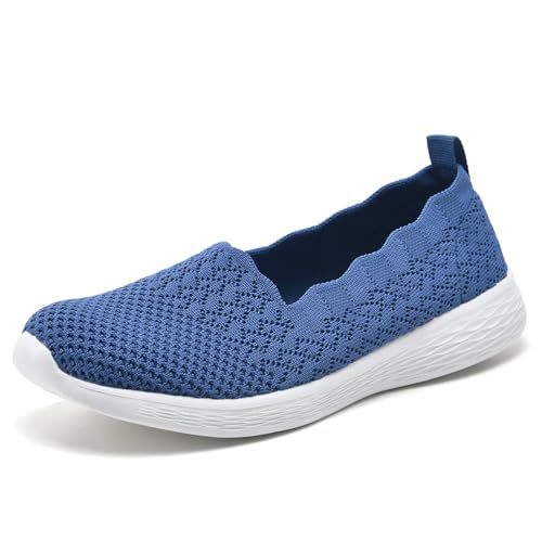 Puxowe Damen Slip On Sneaker Leichte Atmungsaktiv Sportschuhe Turnschuhe Bequem Freizeitschuhe Walking Schuhe Outdoor Fitness 37(36.5) EU SapphireBlue Weit von Puxowe