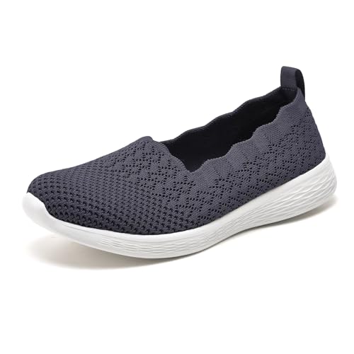 Puxowe Damen Slip On Sneaker Leichte Atmungsaktiv Sportschuhe Turnschuhe Bequem Freizeitschuhe Walking Schuhe Outdoor Fitness 41 EU Deep Gray von Puxowe