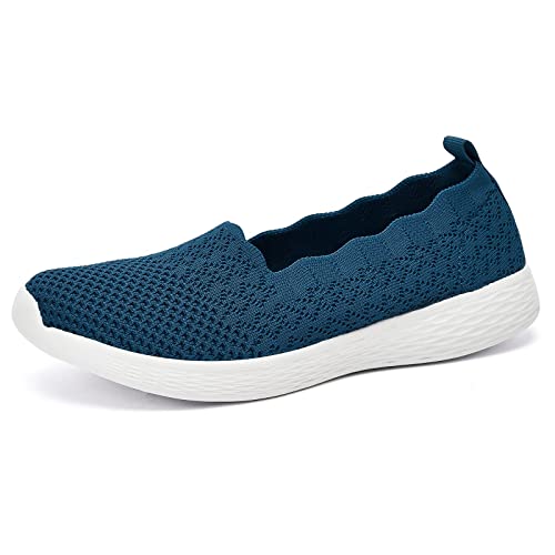 Puxowe Damen Slip On Sneaker Leichte Atmungsaktiv Sportschuhe Turnschuhe Bequem Freizeitschuhe Walking Schuhe Outdoor Fitness 42 EU Blue von Puxowe