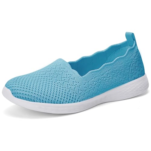 Puxowe Damen Slip On Sneaker Leichte Atmungsaktiv Sportschuhe Turnschuhe Bequem Freizeitschuhe Walking Schuhe Outdoor Fitness 42 EU Light Blue von Puxowe