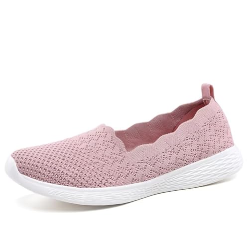Puxowe Damen Slip On Sneaker Leichte Atmungsaktiv Sportschuhe Turnschuhe Bequem Freizeitschuhe Walking Schuhe Outdoor Fitness 42 EU Pink von Puxowe