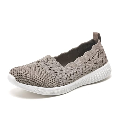 Puxowe Damen Slip On Sneaker Leichte Atmungsaktiv Sportschuhe Turnschuhe Bequem Freizeitschuhe Walking Schuhe Outdoor Fitness 42.5 EU DeepKhaki von Puxowe