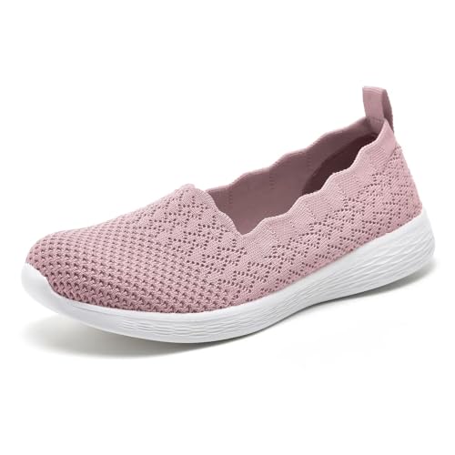 Puxowe Damen Slip On Sneaker Leichte Atmungsaktiv Sportschuhe Turnschuhe Bequem Freizeitschuhe Walking Schuhe Outdoor Fitness 43 EU Pink Weit von Puxowe