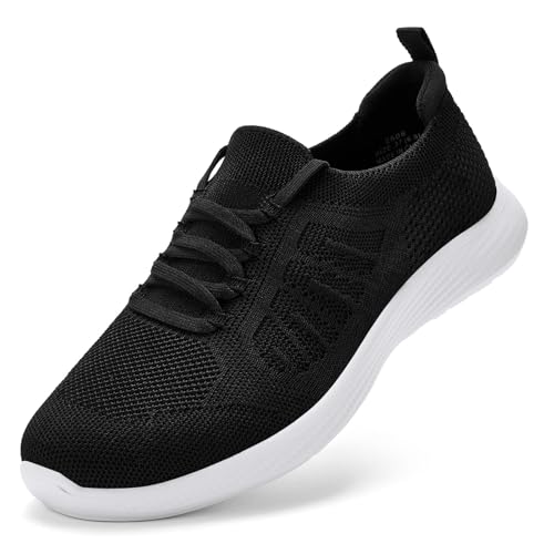 Puxowe Damen Sneaker Atmungsaktiv Schnürsenkel Laufschuhe Leicht Bequem Sneakers Freizeit Walkingschuhe 38 EU Black von Puxowe
