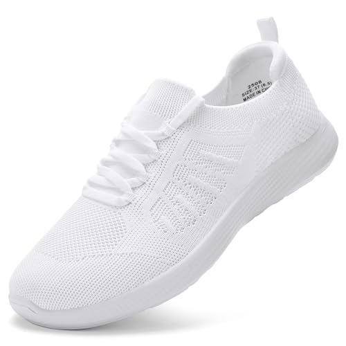 Puxowe Damen Sneaker Atmungsaktiv Schnürsenkel Laufschuhe Leicht Bequem Sneakers Freizeit Walkingschuhe 39 EU All White von Puxowe