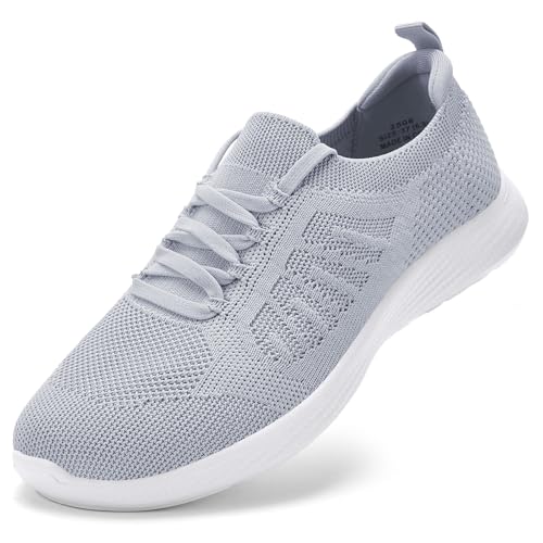 Puxowe Damen Sneaker Atmungsaktiv Schnürsenkel Laufschuhe Leicht Bequem Sneakers Freizeit Walkingschuhe 41 EU Light Gray von Puxowe