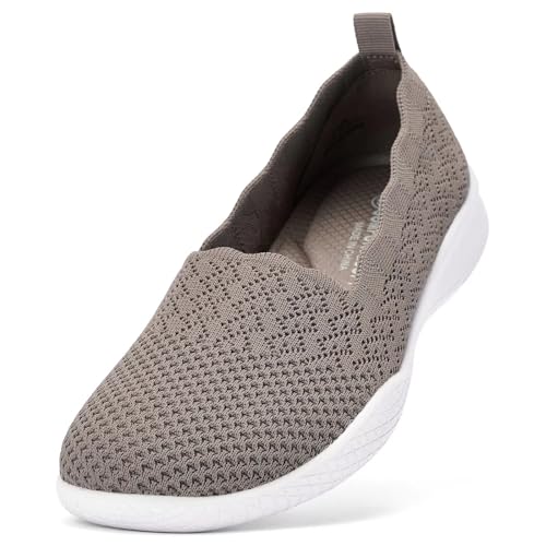 Puxowe Damen Wanderschuhe Leichtgewichtige Strick Slip on Mesh Bequeme Barfuß Minimalistische Sneakers Low Top Deep Khaki 2406 EU 36 von Puxowe