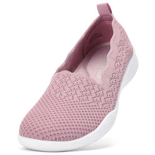 Puxowe Damen Wanderschuhe Leichtgewichtige Strick Slip on Mesh Bequeme Barfuß Minimalistische Sneakers Low Top Pink 2406 EU 38 von Puxowe