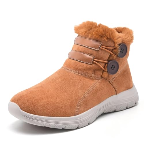 Puxowe Damen Winterstiefel Fell Gefütterte Warme Winterschuhe Stiefel Comfy Wasserdicht Winter Boots Schuhe 36 EU Brown von Puxowe