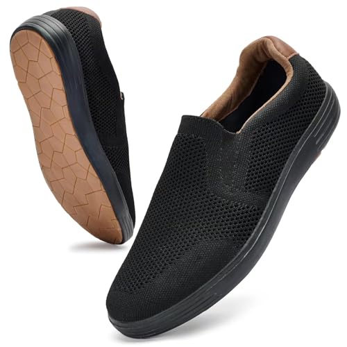 Puxowe Herren Slip On Schuhe Mesh Casual Sneaker Flach Shoes Leicht Freizeitschuhe 40 EU Alles Schwarz von Puxowe