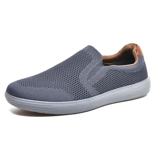 Puxowe Herren Slip On Schuhe Mesh Casual Sneaker Flach Shoes Leicht Freizeitschuhe 40 EU Tief Grau von Puxowe