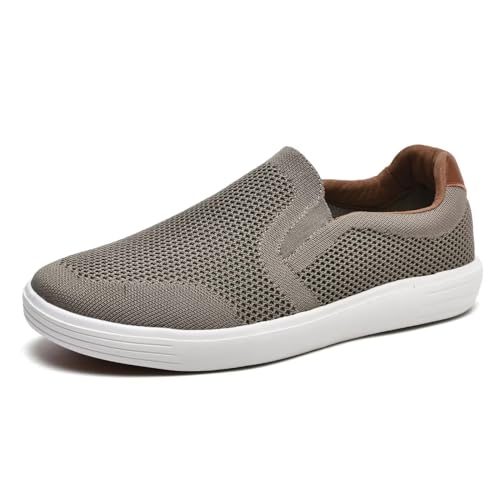 Puxowe Herren Slip On Schuhe Mesh Casual Sneaker Flach Shoes Leicht Freizeitschuhe 41 EU Khaki von Puxowe