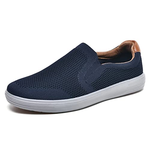 Puxowe Herren Slip On Schuhe Mesh Casual Sneaker Flach Shoes Leicht Freizeitschuhe 41 EU Marine von Puxowe