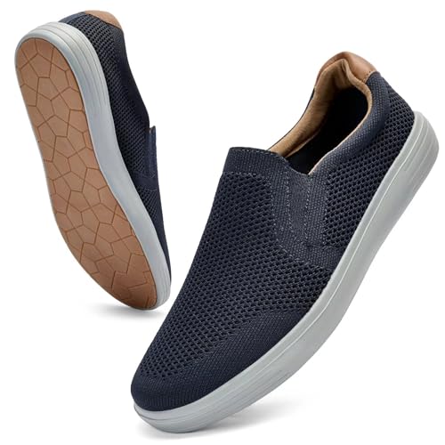 Puxowe Herren Slip On Schuhe Mesh Casual Sneaker Flach Shoes Leicht Freizeitschuhe 41 EU Marine von Puxowe