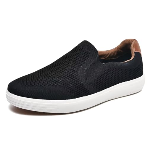 Puxowe Herren Slip On Schuhe Mesh Casual Sneaker Flach Shoes Leicht Freizeitschuhe 41 EU Schwarz von Puxowe