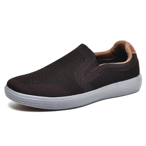Puxowe Herren Slip On Schuhe Mesh Casual Sneaker Flach Shoes Leicht Freizeitschuhe 43 EU Braun von Puxowe