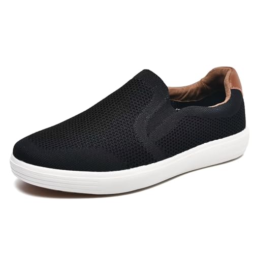 Puxowe Herren Slip On Schuhe Mesh Casual Sneaker Flach Shoes Leicht Freizeitschuhe 43 EU Schwarz von Puxowe