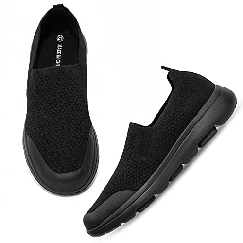 Puxowe Herren Slip On Schuhe Stricken Atmungsaktiv Leicht Freizeitschuhe Sneaker Shoes Männer 40 EU Alles Schwarz von Puxowe