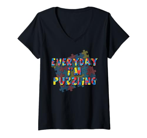 Damen Everyday I'm Puzzling | Lustige Puzzle-Aktivitäten T-Shirt mit V-Ausschnitt Damen Everyday I'm Puzzling | Lustige Puzzle-Aktivitäten T-Shirt mit V-Ausschnitt von Puzzel Apparel