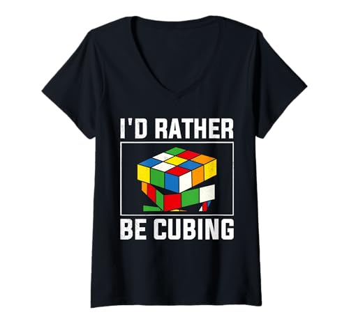 Damen Wettkampfpuzzle - Cuber - Speed Cubing - Puzzles - Cubing T-Shirt mit V-Ausschnitt von -Puzzle Lover - Cubing-
