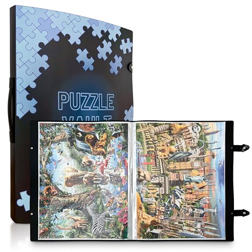 Puzzle Vault – Puzzle Aufbewahrung Organizer Mappe für 1000 Teile, tragbar mit 20 Taschen, staubdicht, schützend, Puzzle Zubehör für Erwachsene & Kinder von Puzzle Vault