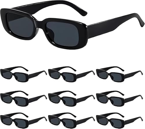 PvenesKavenoom 10 Stück Vintage Sonnenbrille Damen Schwarz, Schmal Rechteckig 90er Trendy Set Sun Glasseswomen Rave Brille Damen Retro lustige Party Brille Strand Hochzeitsparty Pool Party Zubehör PvenesKavenoom 10 Stück Vintage Sonnenbrille Damen Schwarz, Schmal Rechteckig 90er Trendy Set Sun Glasseswomen Rave Brille Damen Retro lustige Party Brille Strand Hochzeitsparty Pool Party Zubehör von PvenesKavenoom