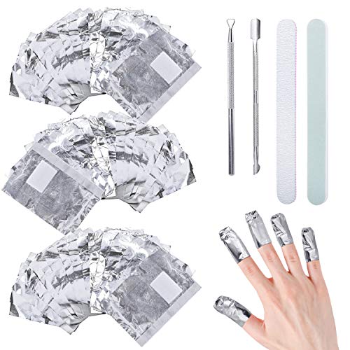300 Stück Nail Polish Remover Wraps Pads, Ultradünnes Nagellack Remover Aluminiumfolie mit Nagelhaut Schieber, Polierstange und Nagelfeile Streifen, Hilfsmittel zum einfachen entfernen von Nagellack von Pwsap