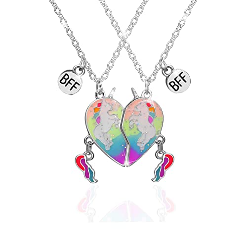 Beste Freunde für Immer Halsketten, Schöne Freundschaft Einhorn Anhänger Ketten Halsketten für 2 Mädchen, BFF Magnetische Halskette,Valentinstag Schmuck Geschenke für Freunde Kinder Mutter Schwestern von Pwsap