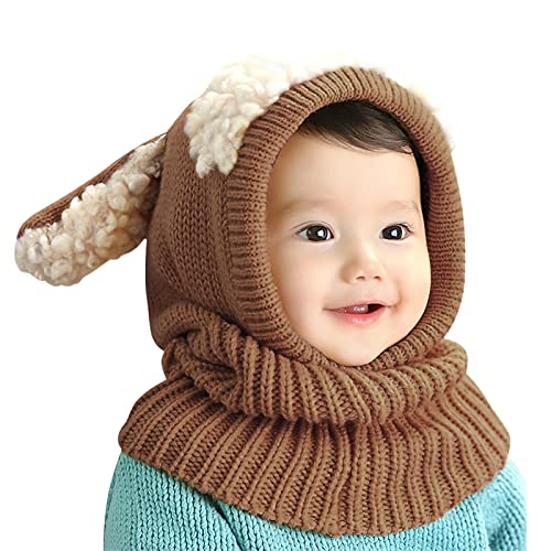 Niedlich Kinder Wintermütze Warm mit Nackenwärmer, Weiche Strickmütze mit Fleecefutter,Hautfreundlicher Beanie Schalmütze, Plüsch Ohrenklappen Hüte,Winter Geschenk für 6 Monate-5 Jahre Jungen Mädchen von Pwsap