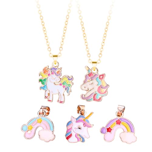 Kette mit Anhänger Schmuck Set, Einhorn Halskette Regenbogen Halsketten Bff Halsketten, Einhorn Schmuck Geschenke für Mädchen Tochter Enkelin Nichte, für Weihnachts Geburtstags Prinzessin Party von Pwsap