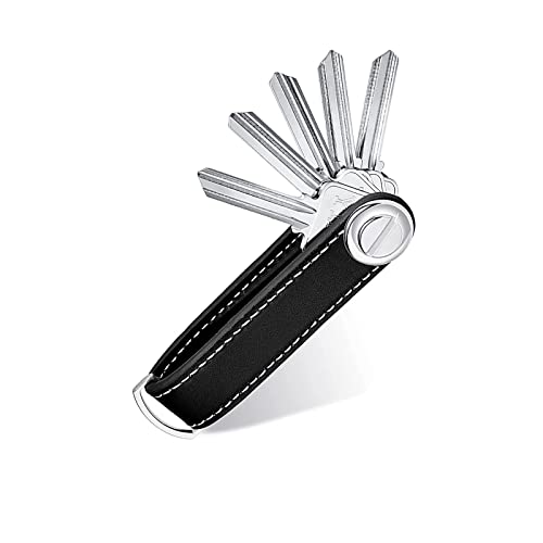 Qualität Key Organizer aus Echtem Leder,Intelligenter Schlüsselorganizer mit Karabiner,Kompakter Schlüsselanhänger Schlüsselbund für Herren Damen,Hochwertig,Langlebig,Geschenk für Vater Freund Familie von Pwsap