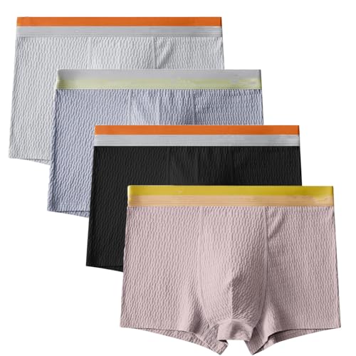 Pwzoax Bubble Cotton Men's Breathable Boxer Briefs, Bubble Cotton Mens Underwear, Sweat Absorbent High Elastic Men Trunks (4Pcs B,4XL) von Pwzoax
