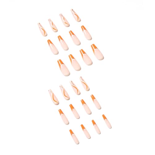 24 PCs Glitzernde Presse Auf Nägeln Französische Spitzen Falsch Gestreifte Vollständige Abdeckungen Für Frau Und Mädchen Haften von Pyasuye