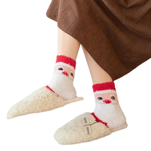 Pyasuye Festival Fleece Weihnachtsfest Slipper Socken Mode Frauen Innenboden Mit Cartoon Muster Für Partys Fuzzy Slipper von Pyasuye