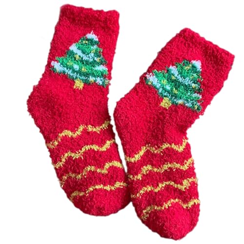 Pyasuye Festival Fleece Weihnachtsfest Slipper Socken Mode Frauen Innenboden Mit Cartoon Muster Für Partys Fuzzy Slipper von Pyasuye