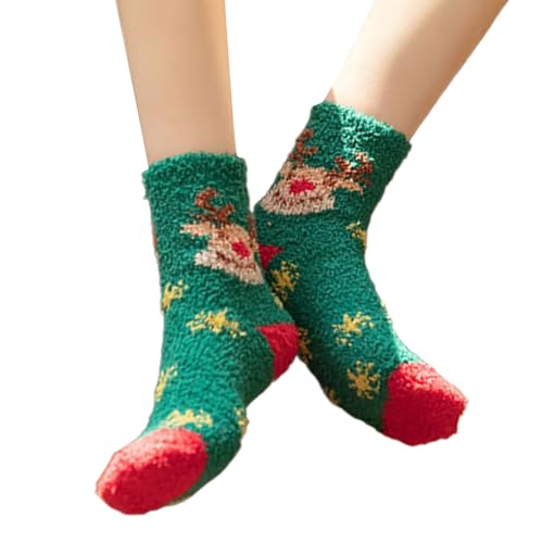 Pyasuye Festival Fleece Weihnachtsfest Slipper Socken Mode Frauen Innenboden Mit Cartoon Muster Für Partys Fuzzy Slipper von Pyasuye