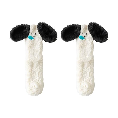 Pyasuye Frauen Cartoon Hundeohren Fuzzy Plüsch Socken Winter Warm Dicker Weicher Fleece Schlaf Wärmeboden Slipper Geschenk Süßes Fuzzy Slipper Socken von Pyasuye
