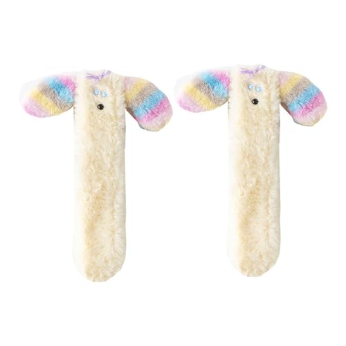 Pyasuye Frauen Cartoon Hundeohren Fuzzy Plüsch Socken Winter Warm Dicker Weicher Fleece Schlaf Wärmeboden Slipper Geschenk Süßes Fuzzy Slipper Socken von Pyasuye