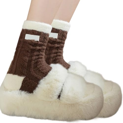 Pyasuye Frauen Twist Cable Fleece Plüsch Slipper Socken War Warm von Pyasuye