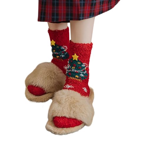 Pyasuye Weihnachten Winter Plüschkorallen Fleece Socken Mit Cartoonmuster Für Familienversammlungen Indoor Fuzzy Food Slipper Weiche Korallenleiden von Pyasuye